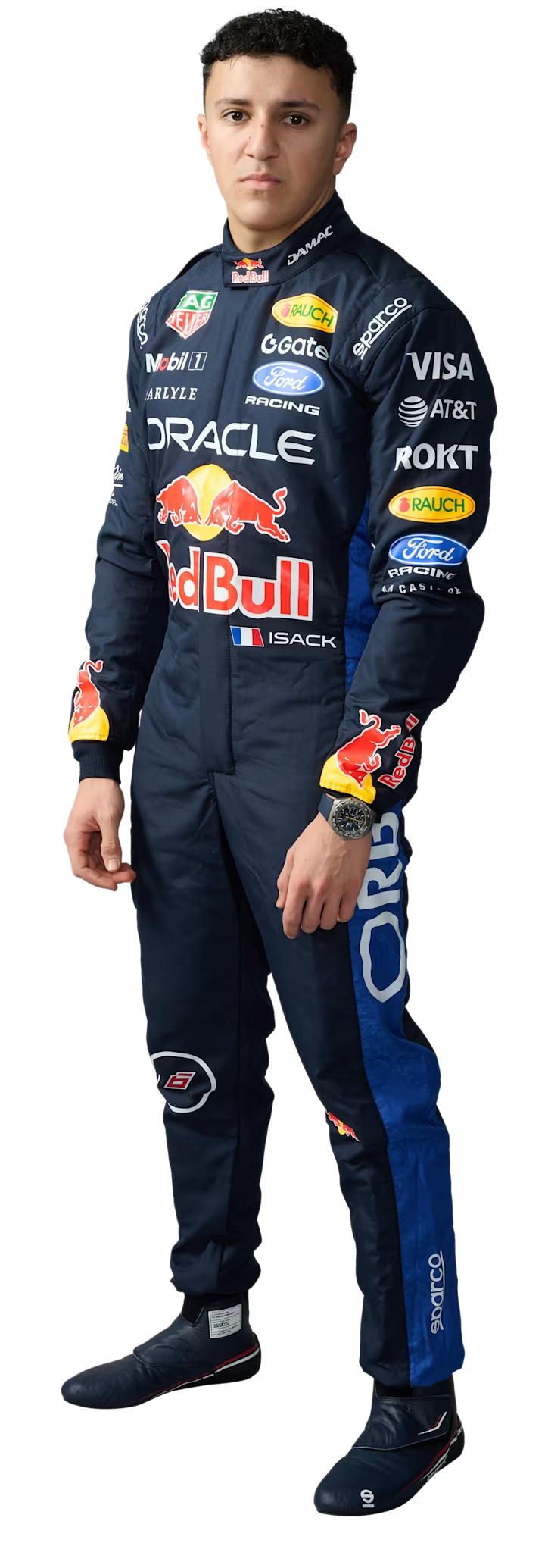Isack Hadjar in 2026 racing suit